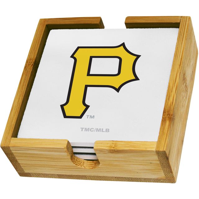 Ensemble de quatre sous-verres carrés avec logo de l'équipe des Pirates de Pittsburgh