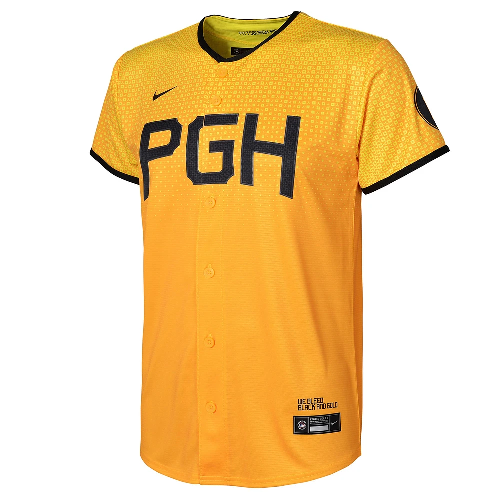 Maillot réplique Nike doré Pittsburgh Pirates City Connect pour enfants d'âge préscolaire