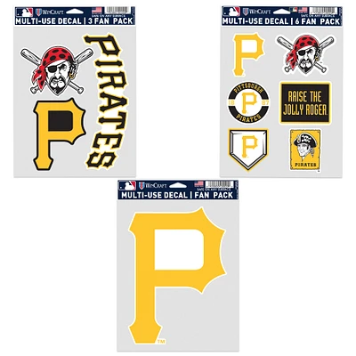 Lot de trois autocollants WinCraft pour fans des Pirates de Pittsburgh