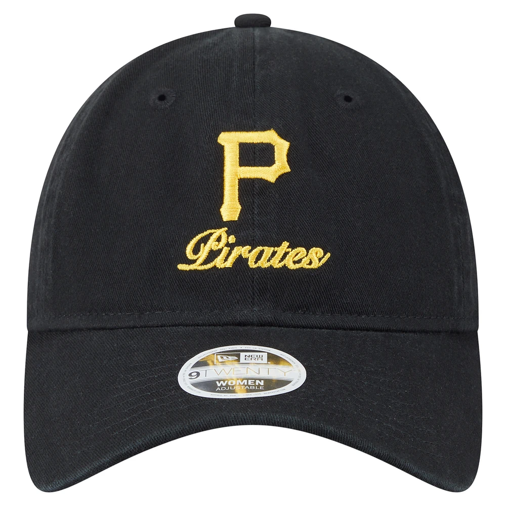 Casquette ajustable 9TWENTY Preppy Team des Pirates de Pittsburgh de New Era pour femme, noire