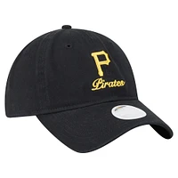 Casquette ajustable 9TWENTY Preppy Team des Pirates de Pittsburgh de New Era pour femme, noire