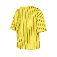 Women's New Era  Gold Pittsburgh Pirates City Connect Multiplier Pinstripe Cropped T-Shirt