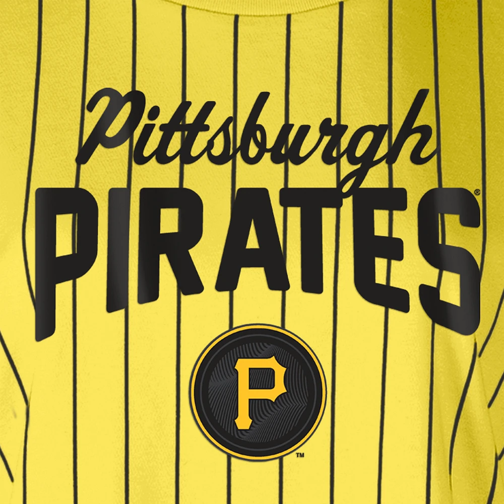 Women's New Era  Gold Pittsburgh Pirates City Connect Multiplier Pinstripe Cropped T-Shirt