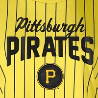 Women's New Era  Gold Pittsburgh Pirates City Connect Multiplier Pinstripe Cropped T-Shirt
