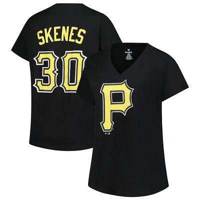 Women's Profile Paul Skenes Black Pittsburgh Pirates Plus Name & Number V-Neck T-Shirt