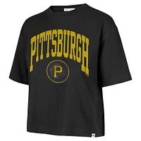 Women's '47  Black Pittsburgh Pirates City Connect Shale Drop Shoulder Cropped T-Shirt