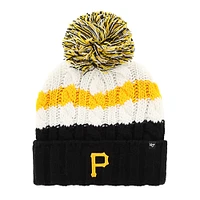 Bonnet en tricot à revers Ashfield des Pirates de Pittsburgh '47 blanc/noir pour femmes avec pompon