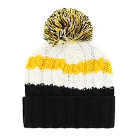 Bonnet en tricot à revers Ashfield des Pirates de Pittsburgh '47 blanc/noir pour femmes avec pompon