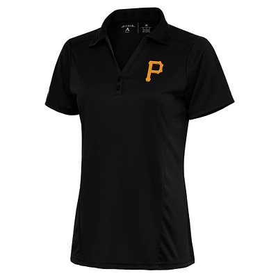 Women's Antigua Black Pittsburgh Pirates Logo Tribute Polo