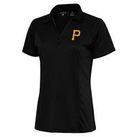 Women's Antigua Black Pittsburgh Pirates Logo Tribute Polo