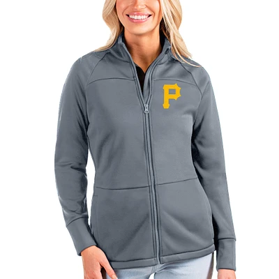 Women's Antigua Gray Pittsburgh Pirates Links Full-Zip Golf Jacket