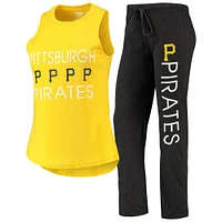 Concepts Sport Débardeur et pantalon pour femme Noir/doré Pittsburgh Pirates Meter Muscle Ensemble de nuit