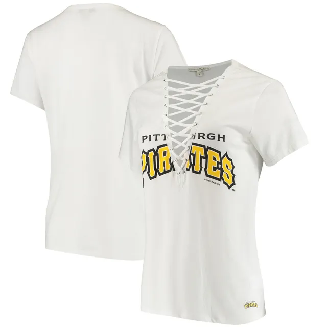 Pittsburgh Pirates New Era Women's Lace-Up Long Sleeve T-Shirt - White/Black