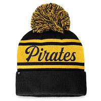 Women's Fanatics Black/Gold Pittsburgh Pirates Script Cuffed Knit Hat with Pom