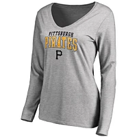 Ensemble t-shirt à manches courtes et longues Fanatics noir/gris chiné pour femme des Pirates de Pittsburgh