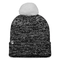 Women's Fanatics Black/White Pittsburgh Pirates Iconic Cuffed Knit Hat with Pom