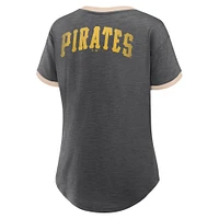 Women's Fanatics Black Pittsburgh Pirates Binge Worthy Stadium Slub V-Neck T-Shirt