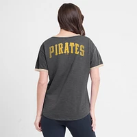 Women's Fanatics Black Pittsburgh Pirates Binge Worthy Stadium Slub V-Neck T-Shirt