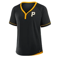 Women's Fanatics Black Pittsburgh Pirates League Diva Star Raglan V-Neck T-Shirt