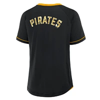 Women's Fanatics Black Pittsburgh Pirates League Diva Star Raglan V-Neck T-Shirt