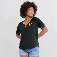 Women's Fanatics Black Pittsburgh Pirates League Diva Star Raglan V-Neck T-Shirt