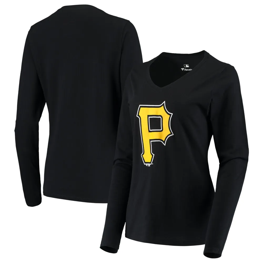 Lids Pittsburgh Pirates Fanatics Branded Women's Primary Logo Long Sleeve  V-Neck T-Shirt - Black
