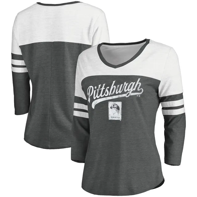 Fanatics Women's Branded Heathered Gray Pittsburgh Pirates Core Official  Logo V-Neck T-shirt