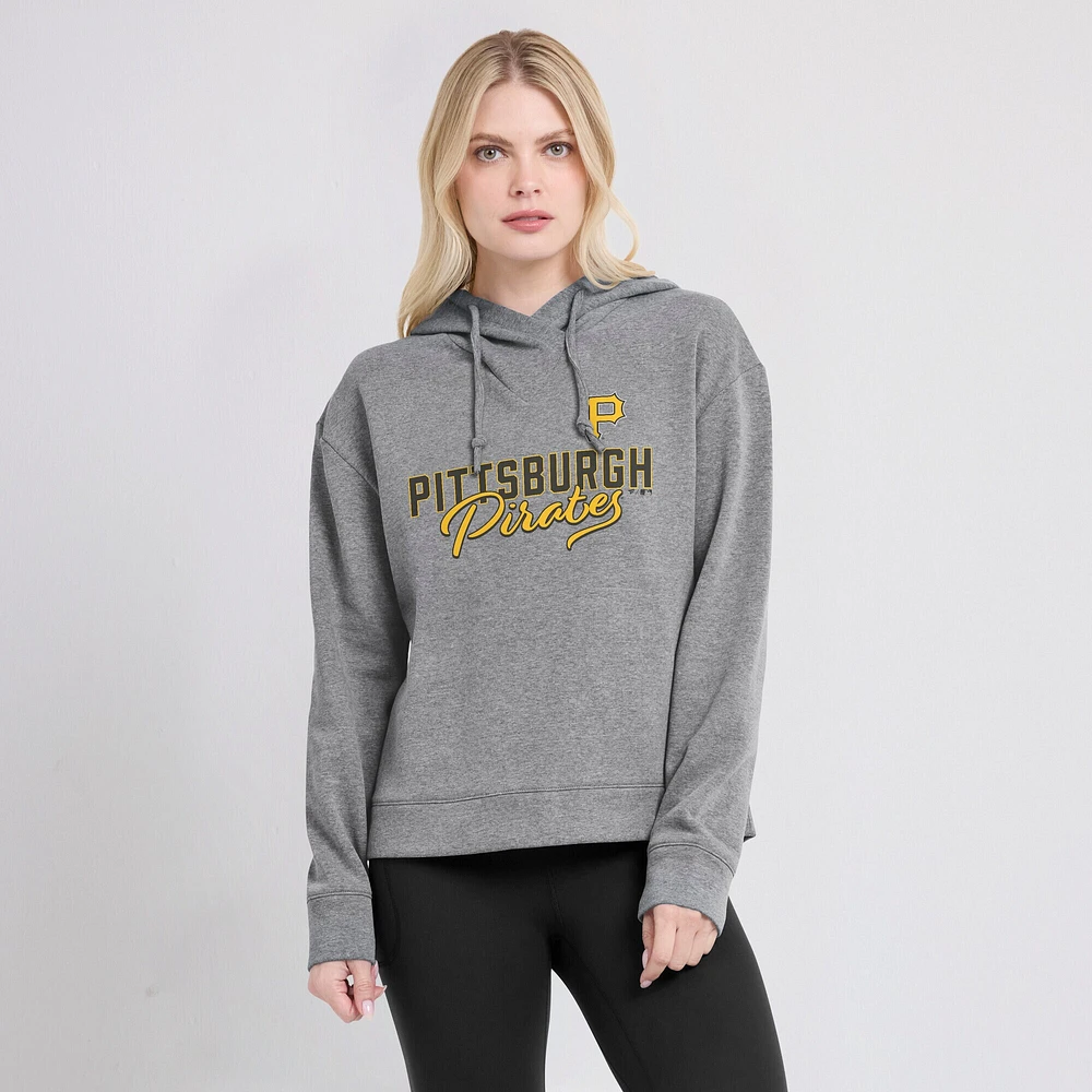 Women's Fanatics Heather Gray Pittsburgh Pirates Script Favorite Lightweight Pullover Hoodie