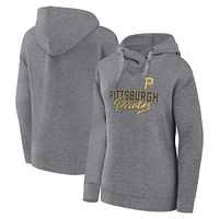 Sweat à capuche léger Fanatics Heather Grey Pittsburgh Pirates Script Favorite pour femmes