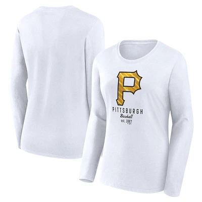 T-shirt léger ajusté à manches longues blanc Pittsburgh Pirates pour femmes