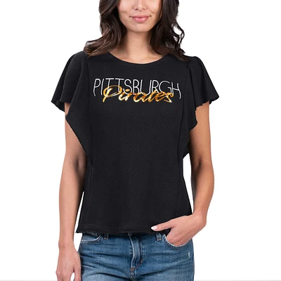 T-shirt noir Crowd Wave des Pirates de Pittsburgh G-III 4Her par Carl Banks pour femmes