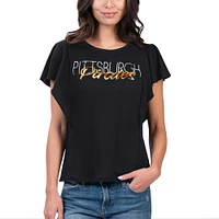 Women's G-III 4Her by Carl Banks Black Pittsburgh Pirates Crowd Wave T-Shirt