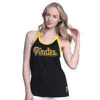 Women's G-III 4Her by Carl Banks Black Pittsburgh Pirates Curveball Racerback Tank Top
