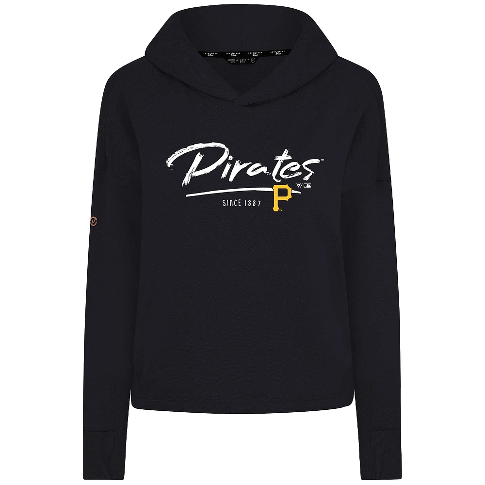 Sweat à capuche court noir Levelwear pour femme, motif Accolade Sweet Express des Pirates de Pittsburgh, mélange tricolore