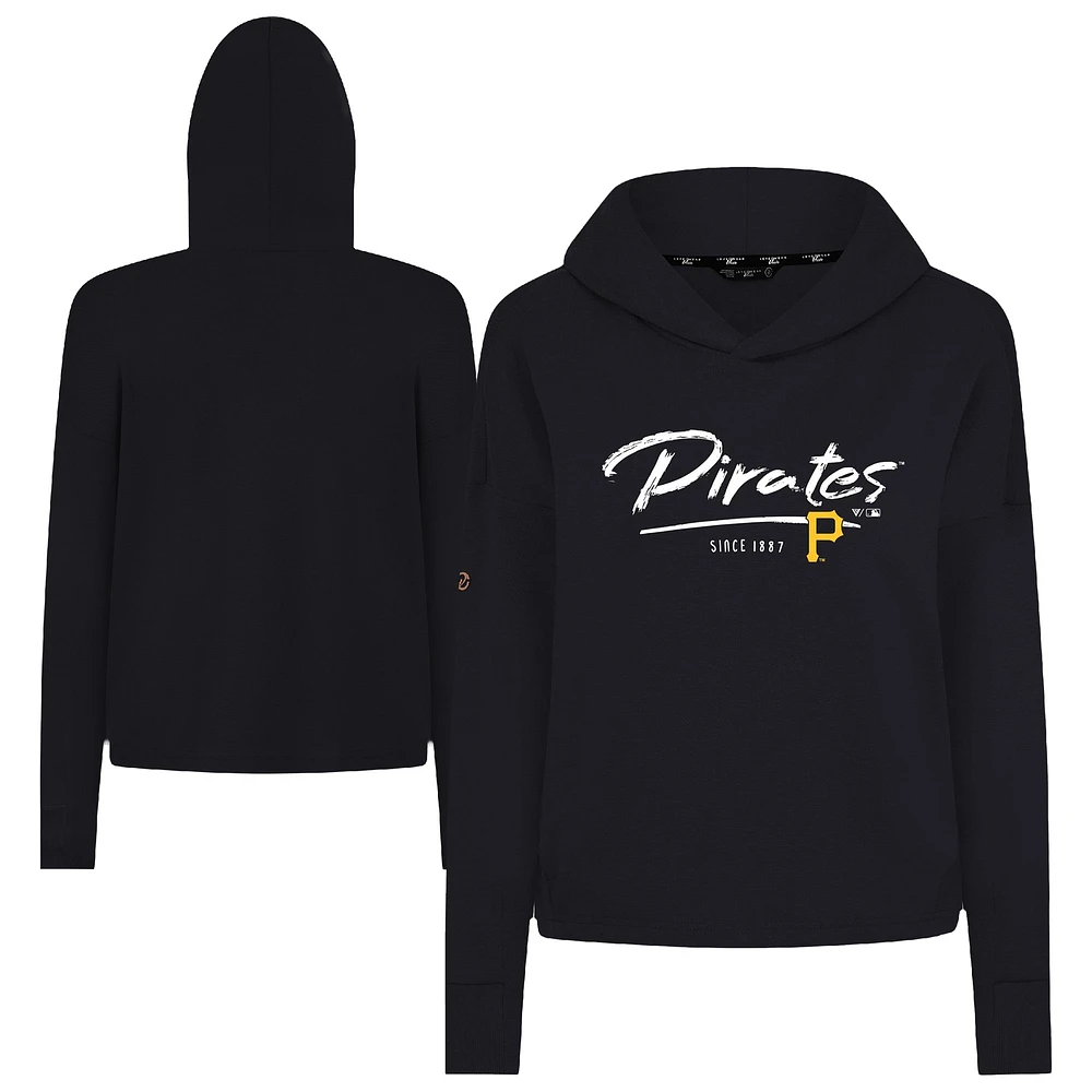 Sweat à capuche court noir Levelwear pour femme, motif Accolade Sweet Express des Pirates de Pittsburgh, mélange tricolore