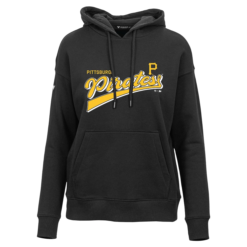Women's Levelwear  Black Pittsburgh Pirates Adorn Retro Team 2.0 Pullover Hoodie