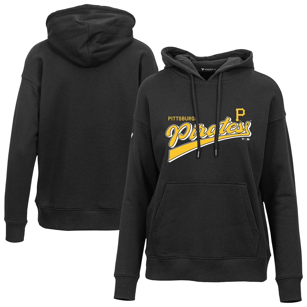 Women's Levelwear Black Pittsburgh Pirates Adorn Retro Team 2.0 Pullover Hoodie