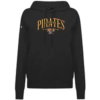 Women's Levelwear Black Pittsburgh Pirates  Adorn Throwback Spellout Pullover Hoodie