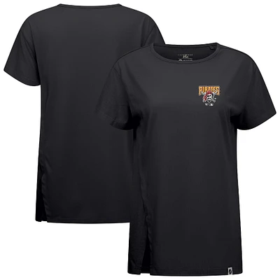 T-shirt noir pour femme avec logo Influx Core de la collection Cooperstown des Pirates Pittsburgh Levelwear