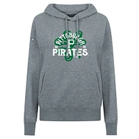 Women's Levelwear  Gray Pittsburgh Pirates St. Patrick's Day Adorn Shamrock Pullover Hoodie