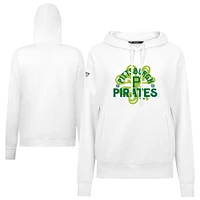 Sweat à capuche blanc pour femme Levelwear Pittsburgh Pirates St. Patrick's Day Adorn Shamrock