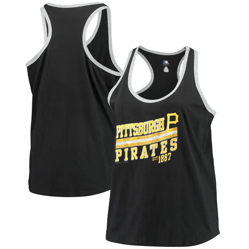 Pittsburgh Pirates Soft as a Grape Women's Plus Size Swing for the Fences  Racerback Tank Top - Black