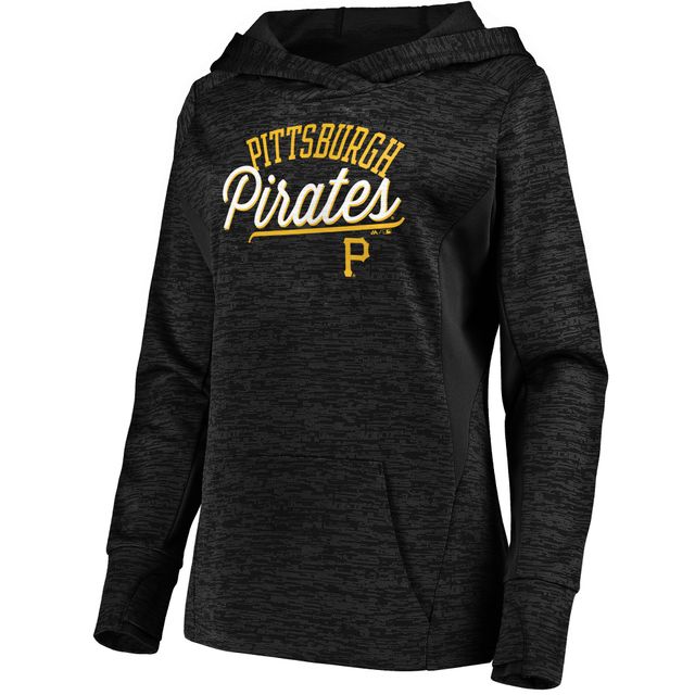 Antigua Pittsburgh Pirates Women's Black Maverick Henley LS Tee, Black, 100% POLYESTER, Size S, Rally House