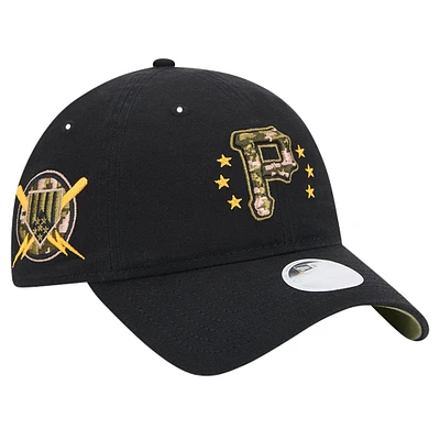 Casquette réglable noire Pittsburgh Pirates 2024 pour la Journée des forces armées 9TWENTY New Era pour femme