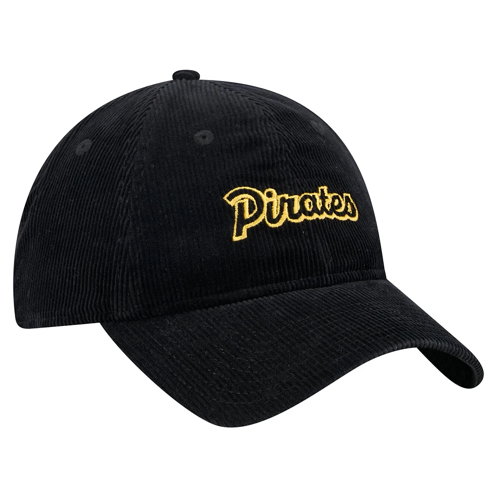 Casquette ajustable 9TWENTY en velours côtelé noir des Pirates de Pittsburgh de New Era pour femme