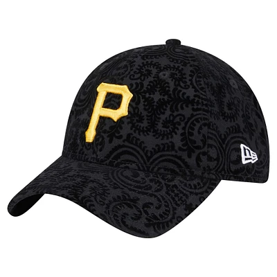 Casquette ajustable Flair 9TWENTY noire des Pirates de Pittsburgh de New Era pour femme