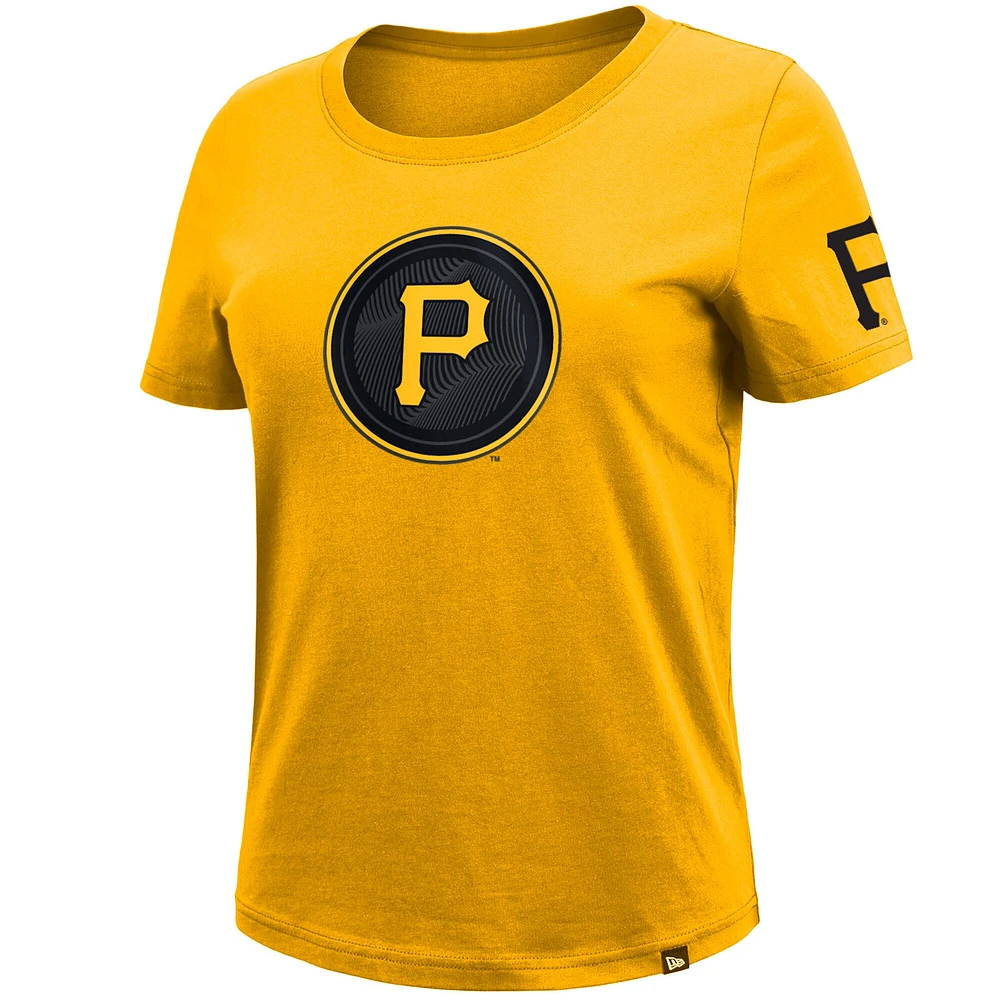 Women's New Era  Gold Pittsburgh Pirates 2023 City Connect Cap Logo T-Shirt