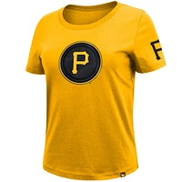 Women's New Era  Gold Pittsburgh Pirates 2023 City Connect Cap Logo T-Shirt