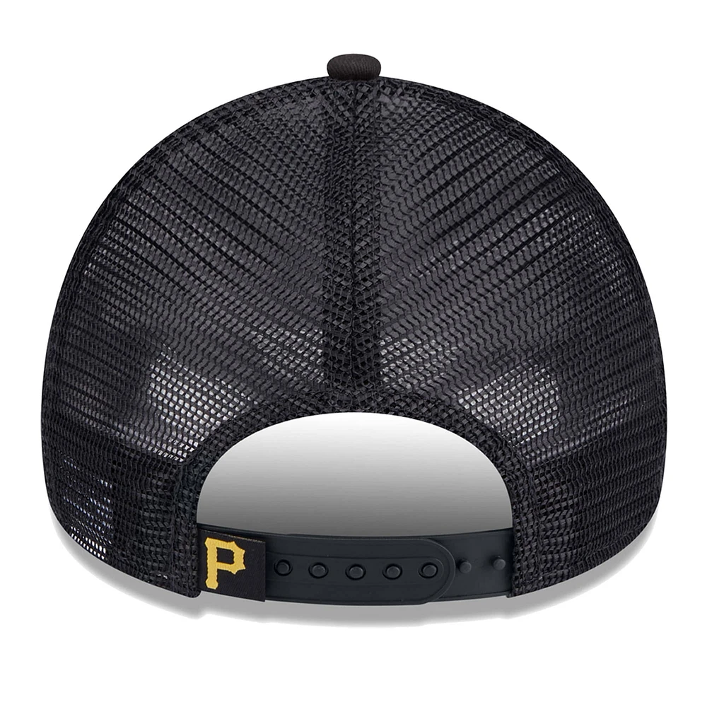 Women's New Era White/Black Pittsburgh Pirates Throwback Team Foam Front A-Frame Trucker 9FORTY Adjustable Hat