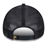 Women's New Era White/Black Pittsburgh Pirates Throwback Team Foam Front A-Frame Trucker 9FORTY Adjustable Hat